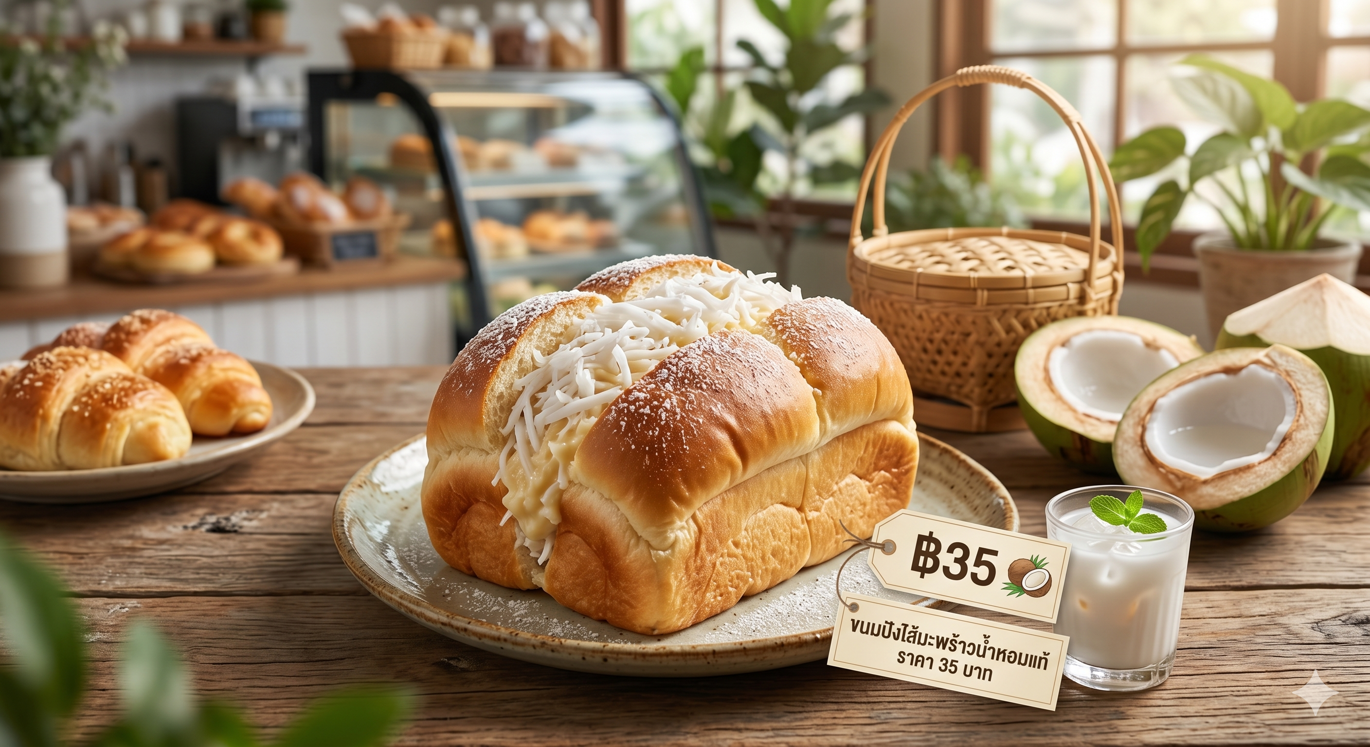 ขนมปังไส้มะพร้าวน้ำหอมแท้ (Coconut Cream Bread) - นุ่มละมุน หวานน้อย อร่อยเต็มคำ